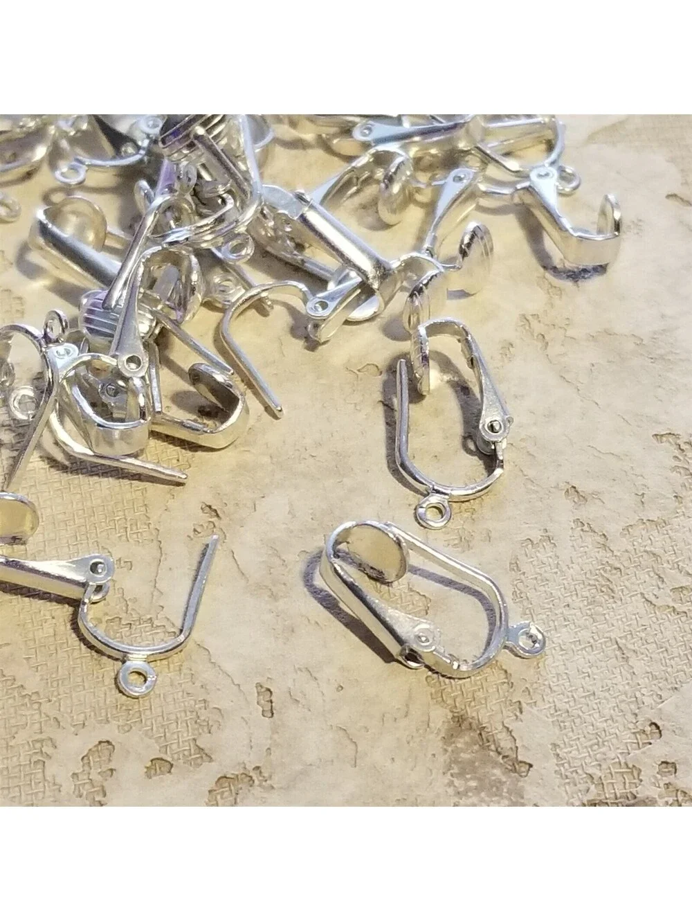 Clip On Pierced Look Earring Hooks Findings Silver Plated 10 pcs